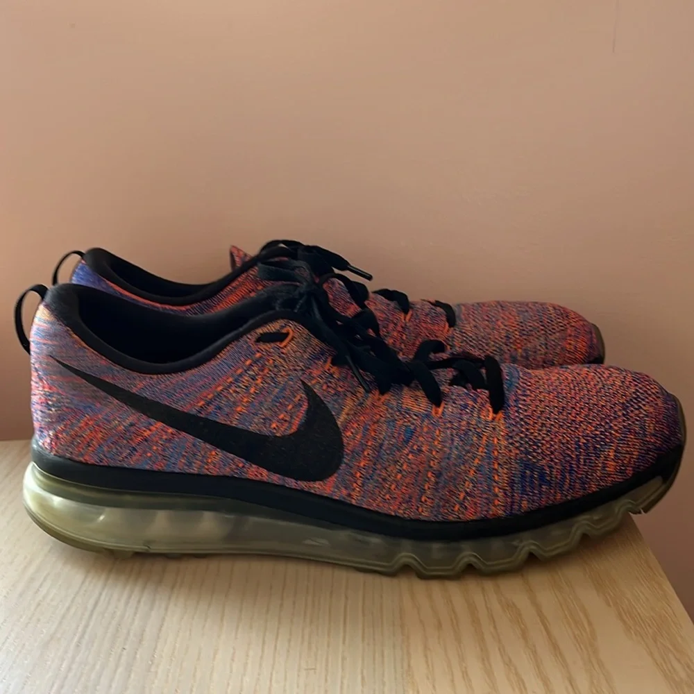 NIKE Flyknit Air Max Photo Blue Total Crimson Mens 13